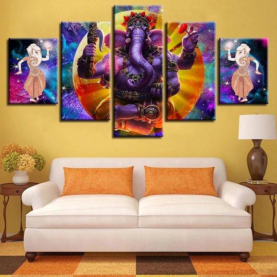 Ganesha Hindu Split – Religion Canvas Wall Art