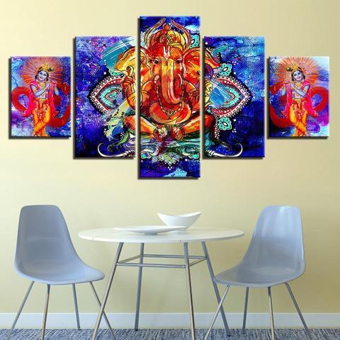Ganesha &Amp; Krishna – Religion Canvas Wall Art