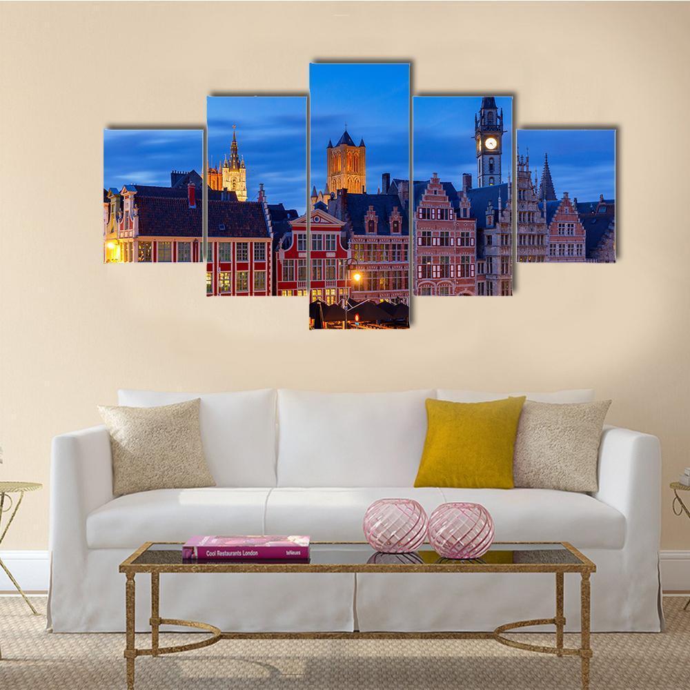 Gent City Embankment At Sunset – Nature Canvas Wall Art