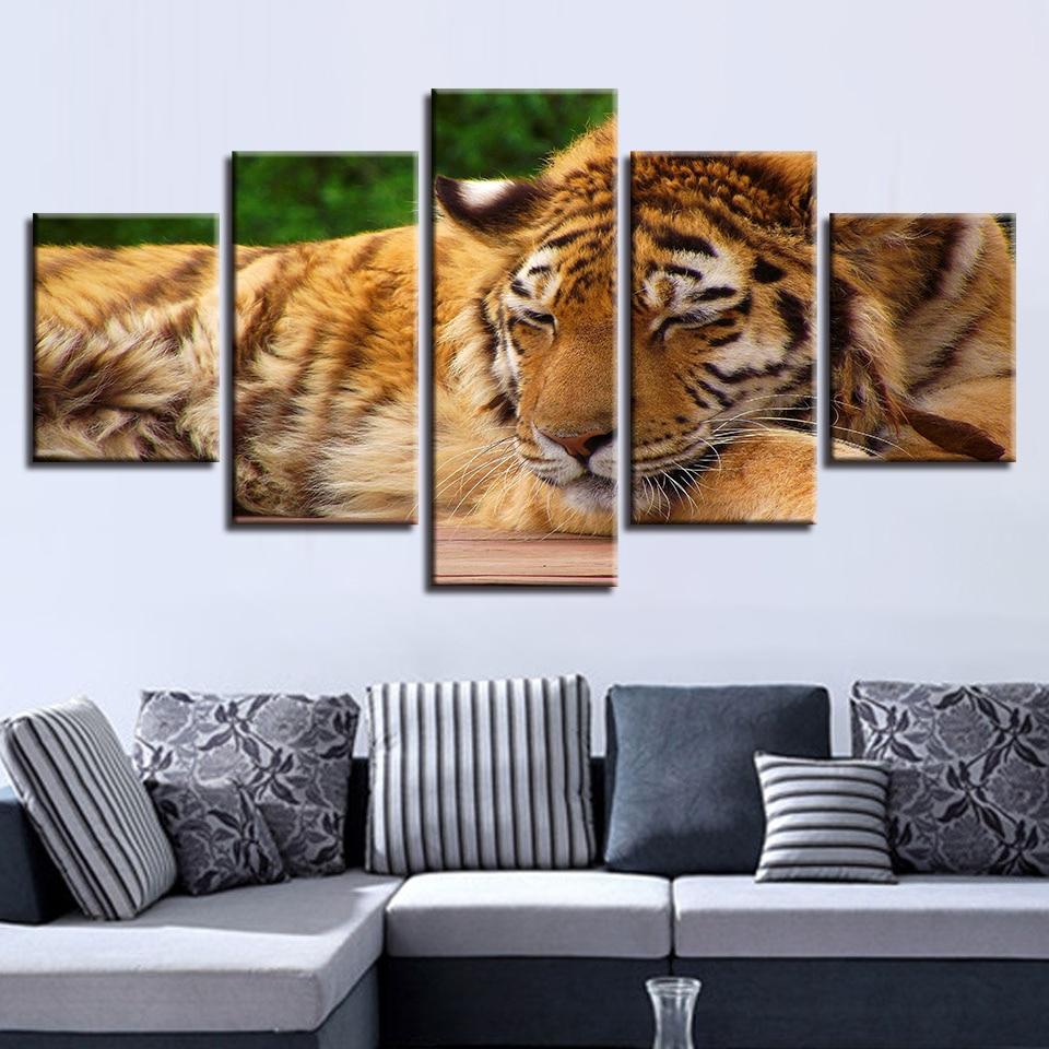 Gentle Tiger Sleeping – Animal Canvas Wall Art