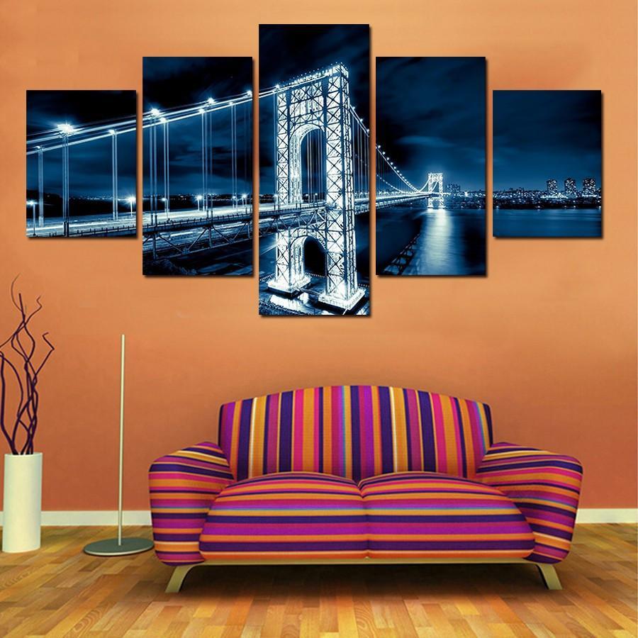 George Washington Bridge At Night – Nature Canvas Wall Art
