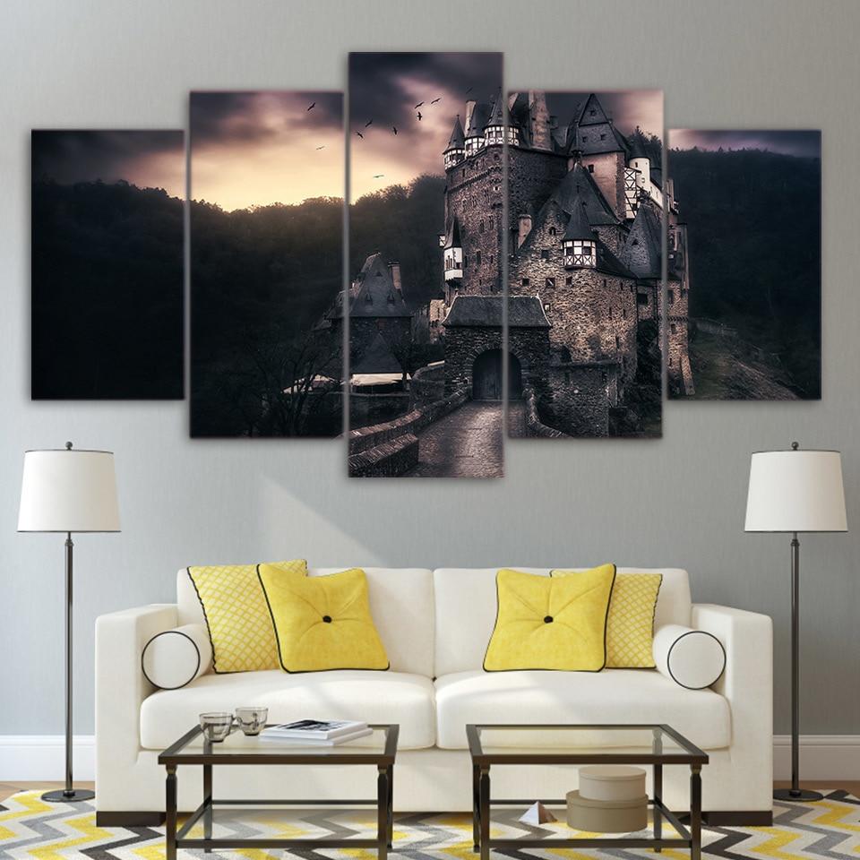 Germany Vintage Castle Cloudy -Abstract Canvas Wall Art