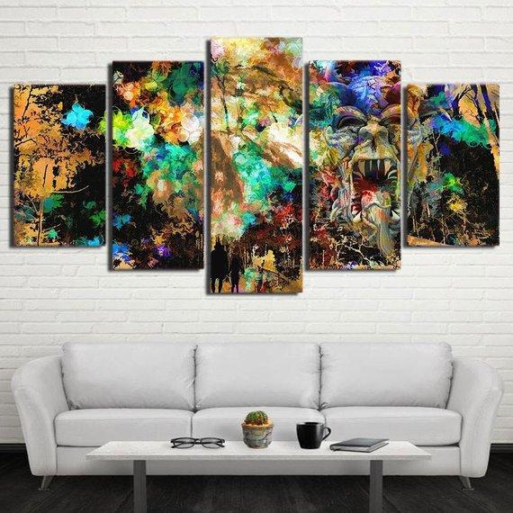 Ghost Town Horror City Psychedelic – Abstract Canvas Wall Art