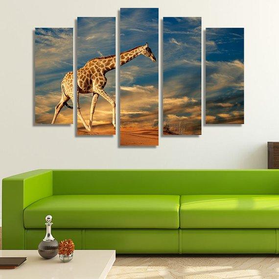 Giraffe On A Sand Dune 01 – Animal Canvas Wall Art