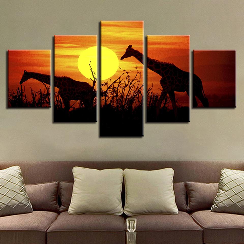 Giraffe Sunset – Animal Canvas Wall Art