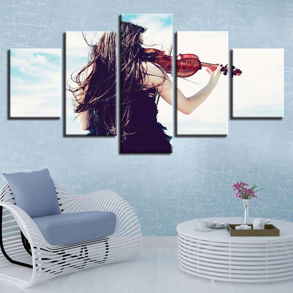 Girl Playing Violin – Music Canvas Wall Art