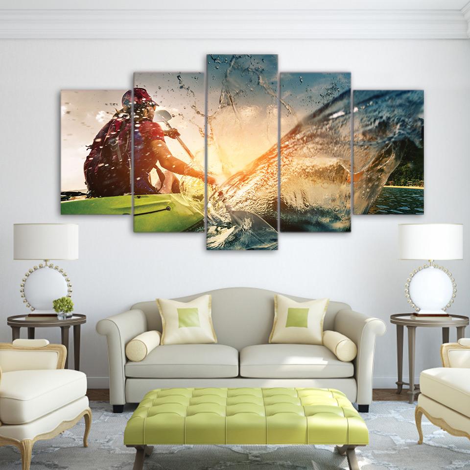 Girl Sailing Kayak Canoeing – Sport Canvas Wall Art