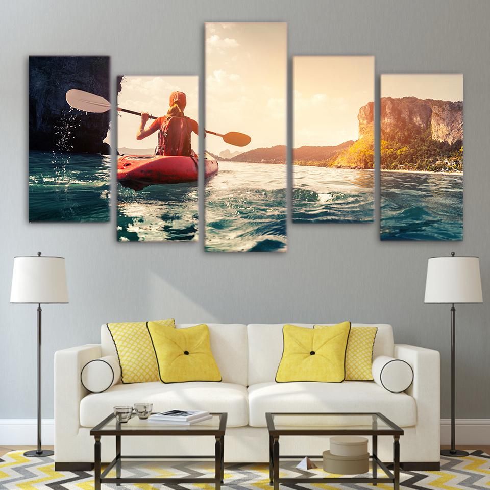 Girl Sailing Kayak – Sport Canvas Wall Art