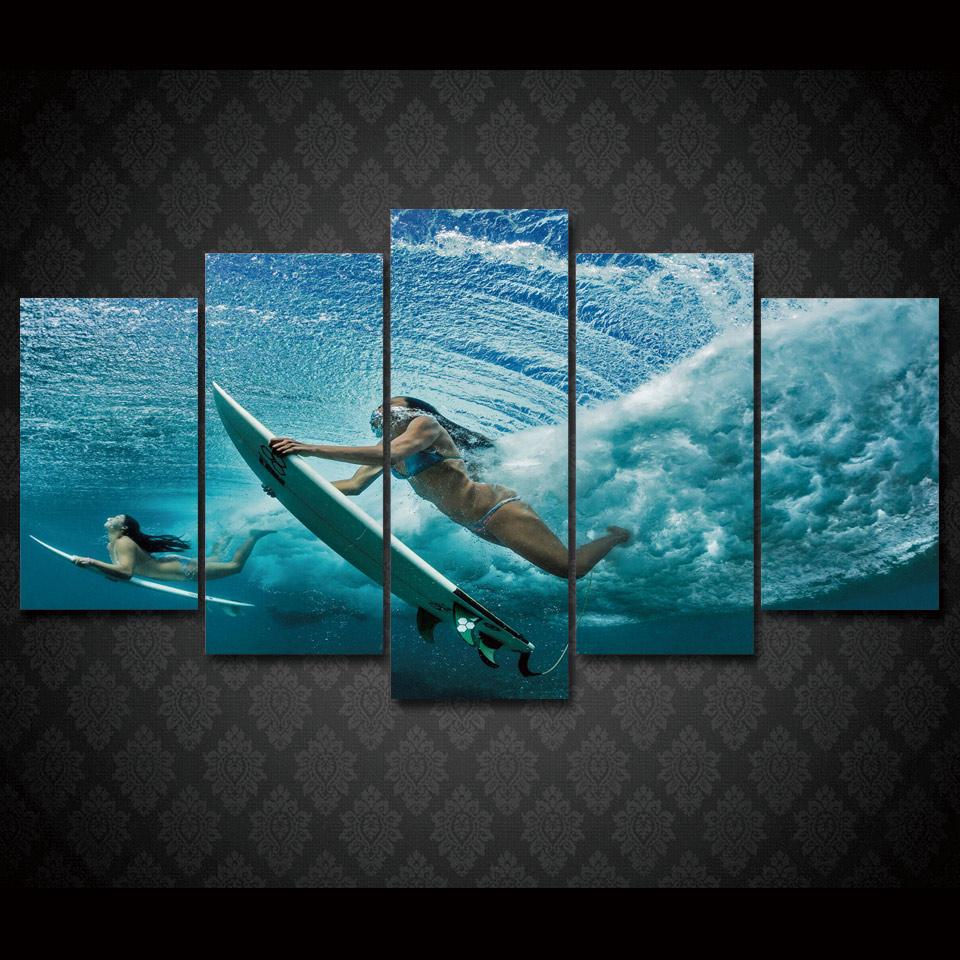 Girl Surfing – Sport Canvas Wall Art