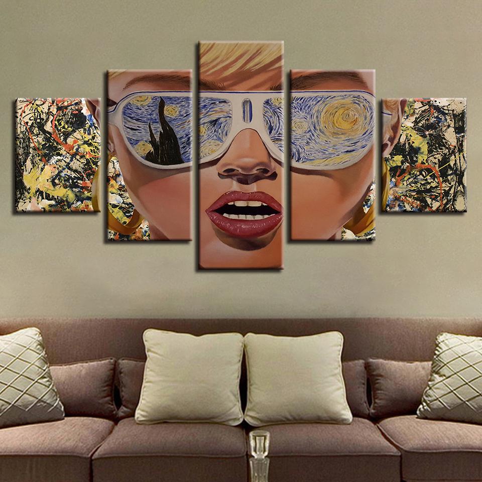 Girl Wearing Colorful Glasses – Abstract Canvas Wall Art