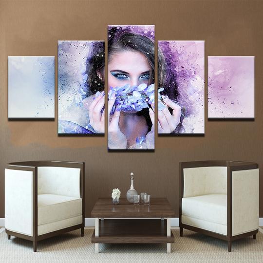 Girl With Flower Tiara – Abstract Canvas Wall Art