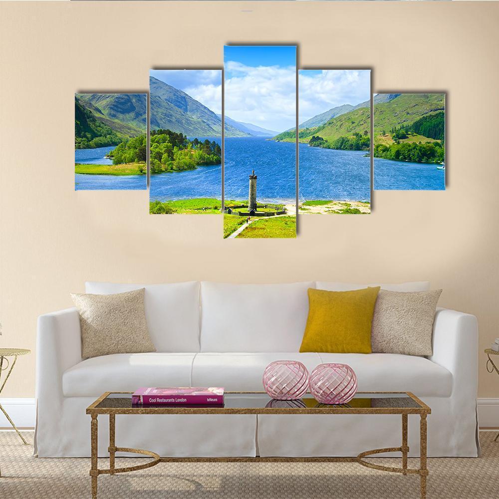 Glenfinnan Monument And Loch Shiel Lake – Nature Canvas Wall Art