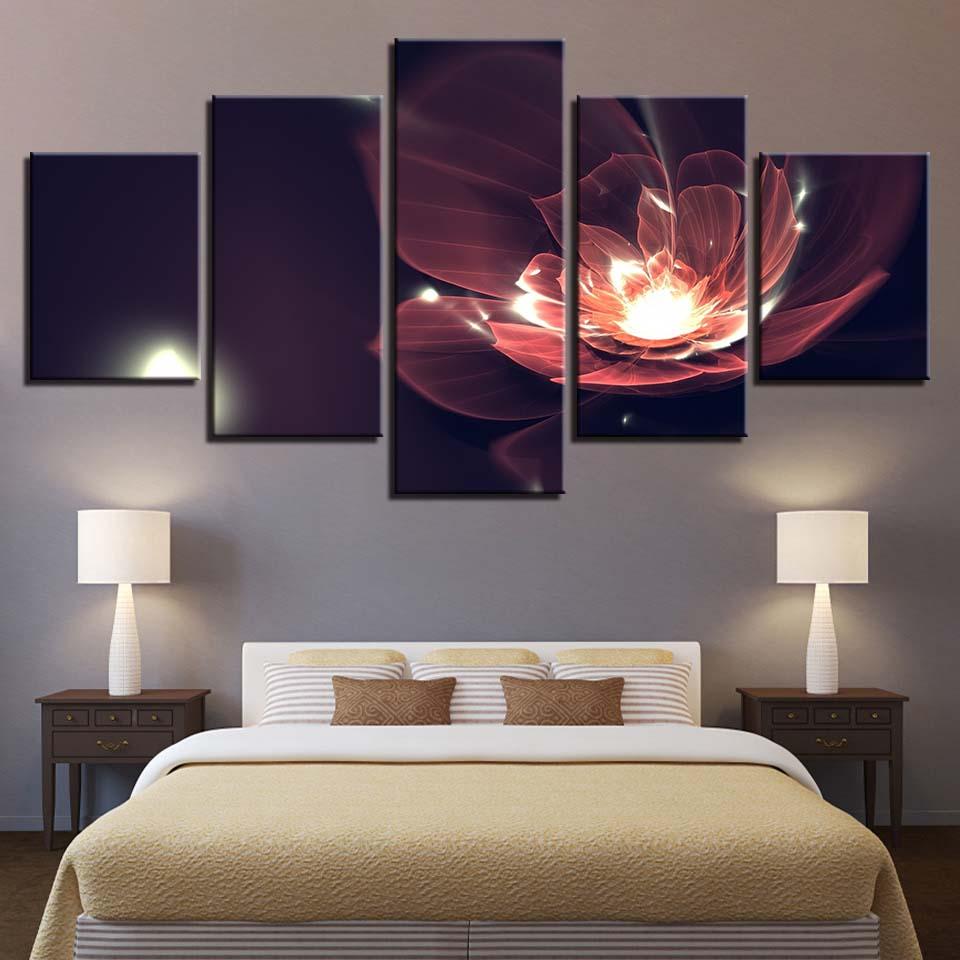 Glowing Red Flowers – Abstract Canvas Wall Art