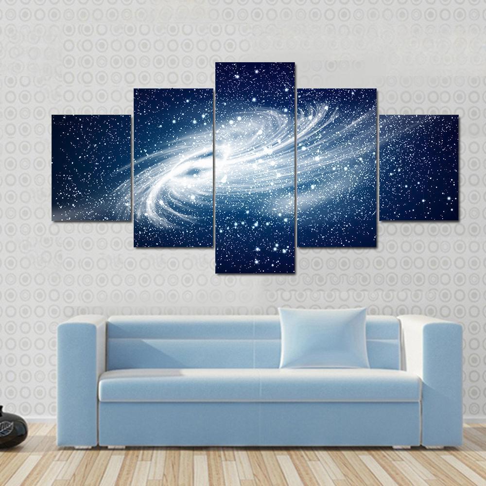 Glowing Spiral Galaxy Against Black – Space Canvas Wall Art