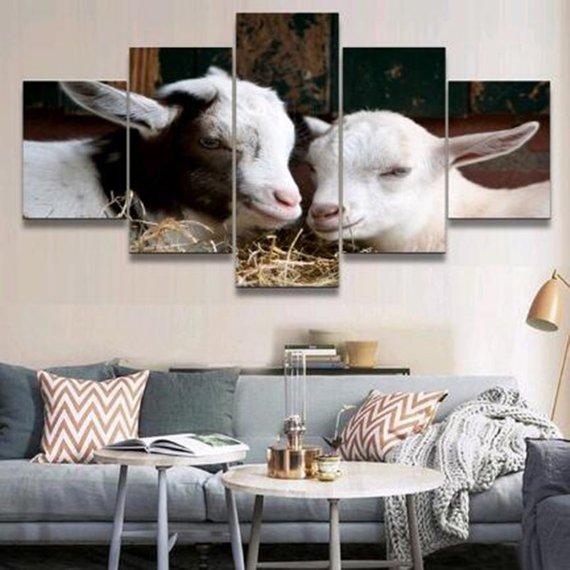 Goat Snuggle – Animal Canvas Wall Art