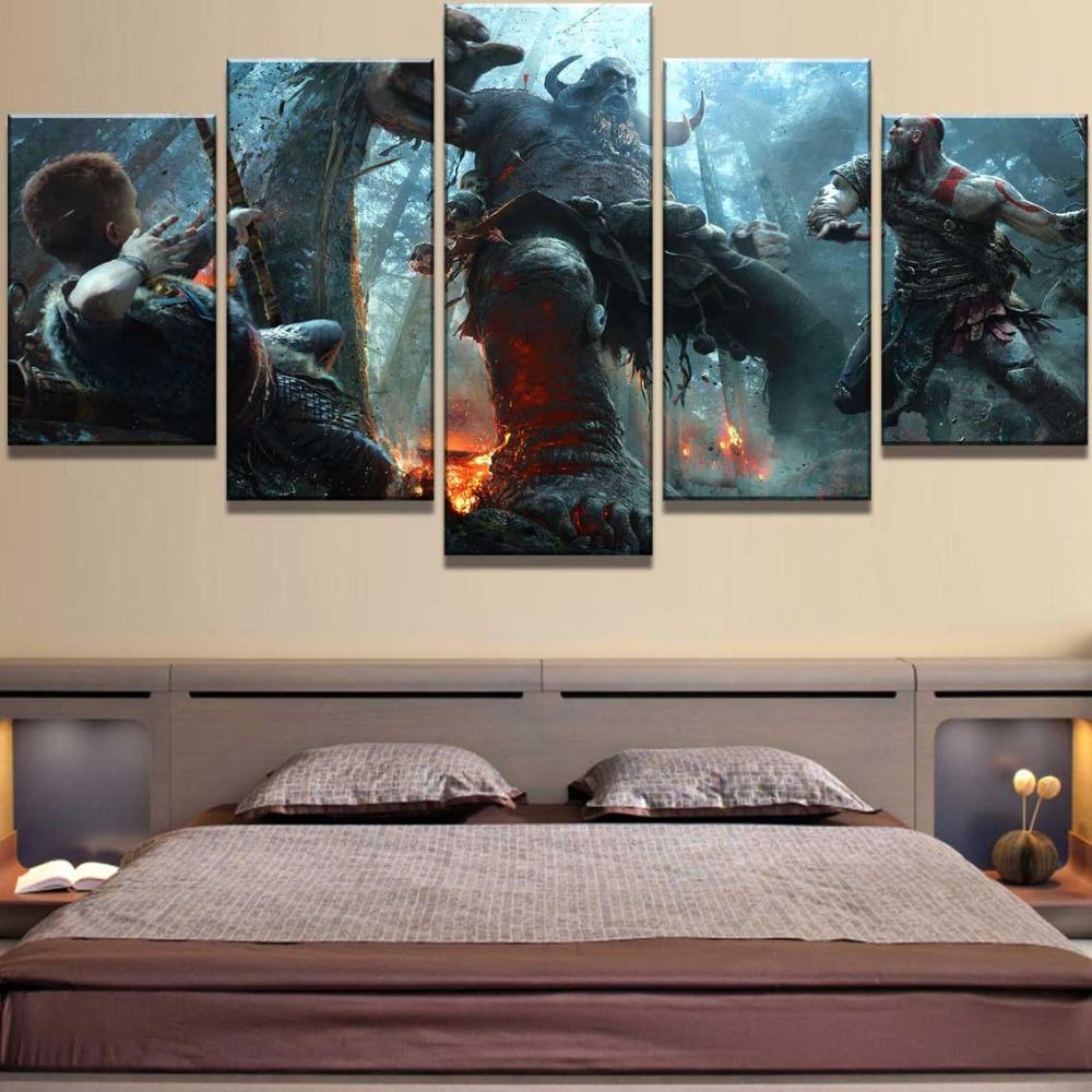 God Of War Kratos Battle Giant – Gaming Canvas Wall Art