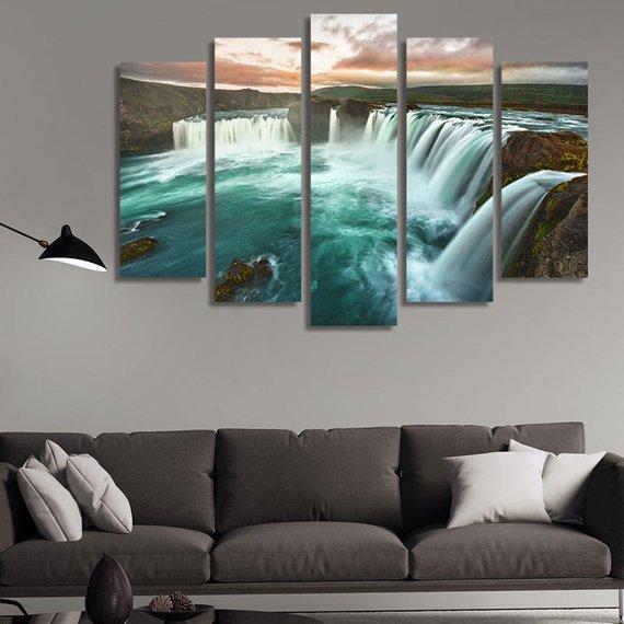Godafoss Waterfall Iceland – Nature Canvas Wall Art