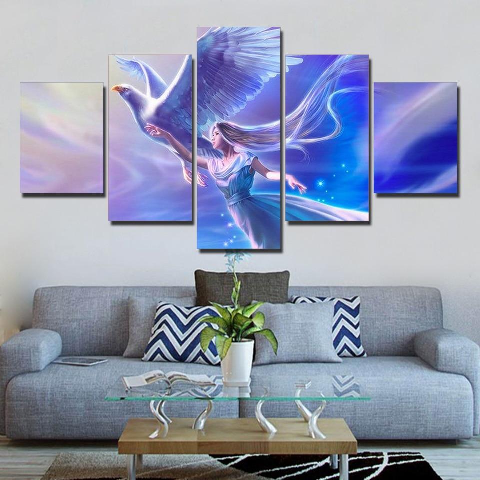 Goddess And Angel Bird – Abstract Canvas Wall Art