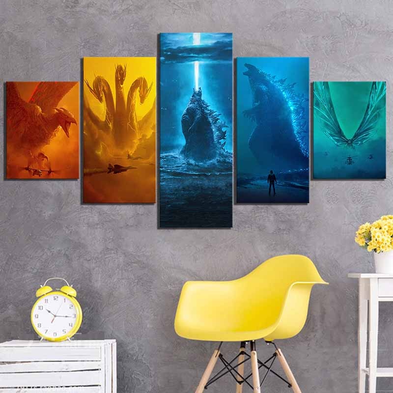 Godzilla Ghidorah Mothra Rodan Monsters King Poster Movie – Canvas Wall Art