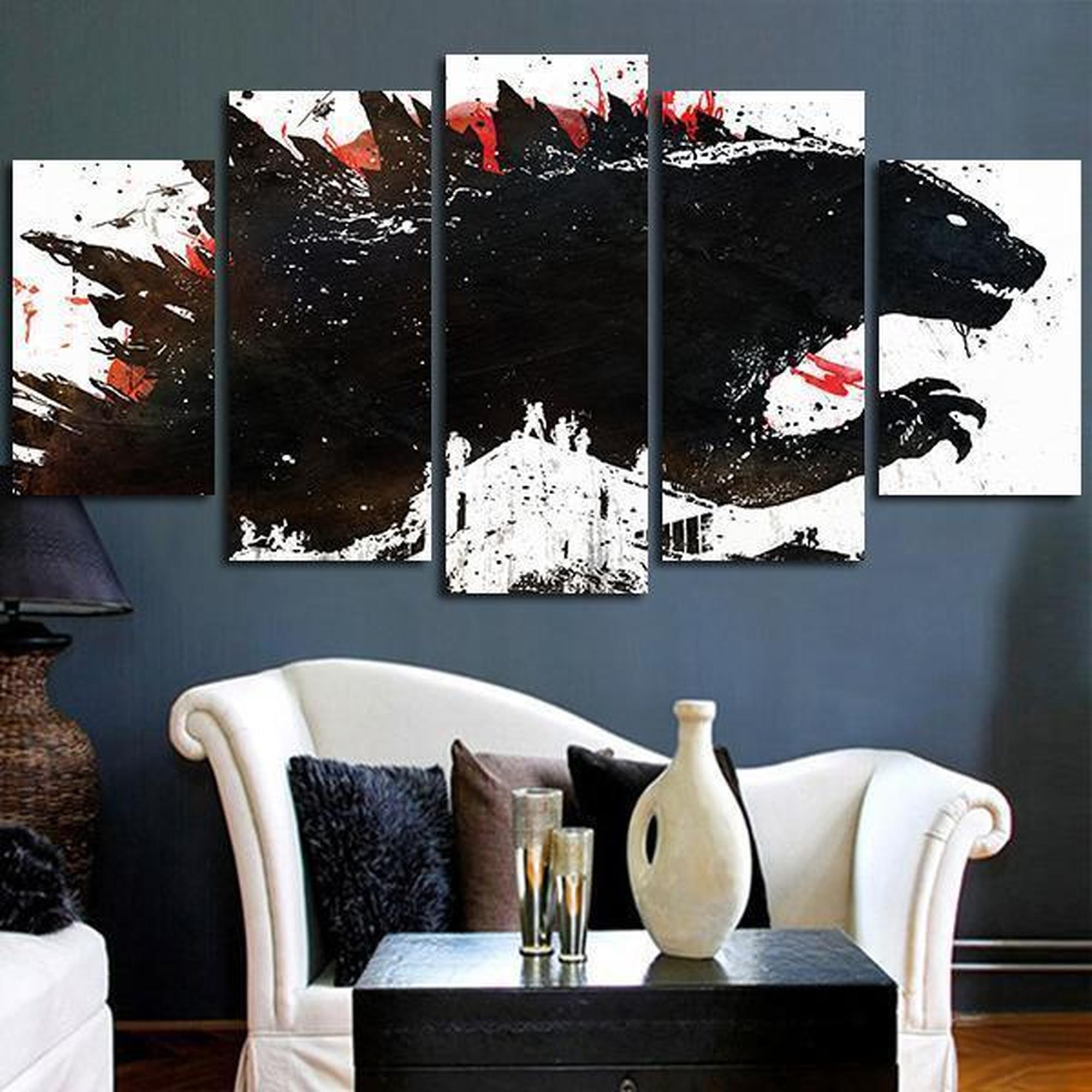 Godzilla Painted Black Ink Movie – Canvas Wall Art