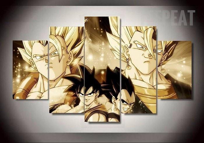 Goku, Vegeta, Gogeta And Gogeto Fusion Anime Canvas Wall Art