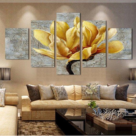 Gold Orchid Flower Landscape – Nature Canvas Wall Art