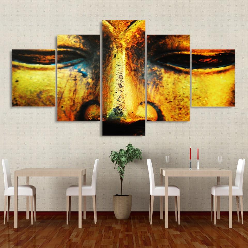 Golden Buddha Face 01 – Religion Canvas Wall Art