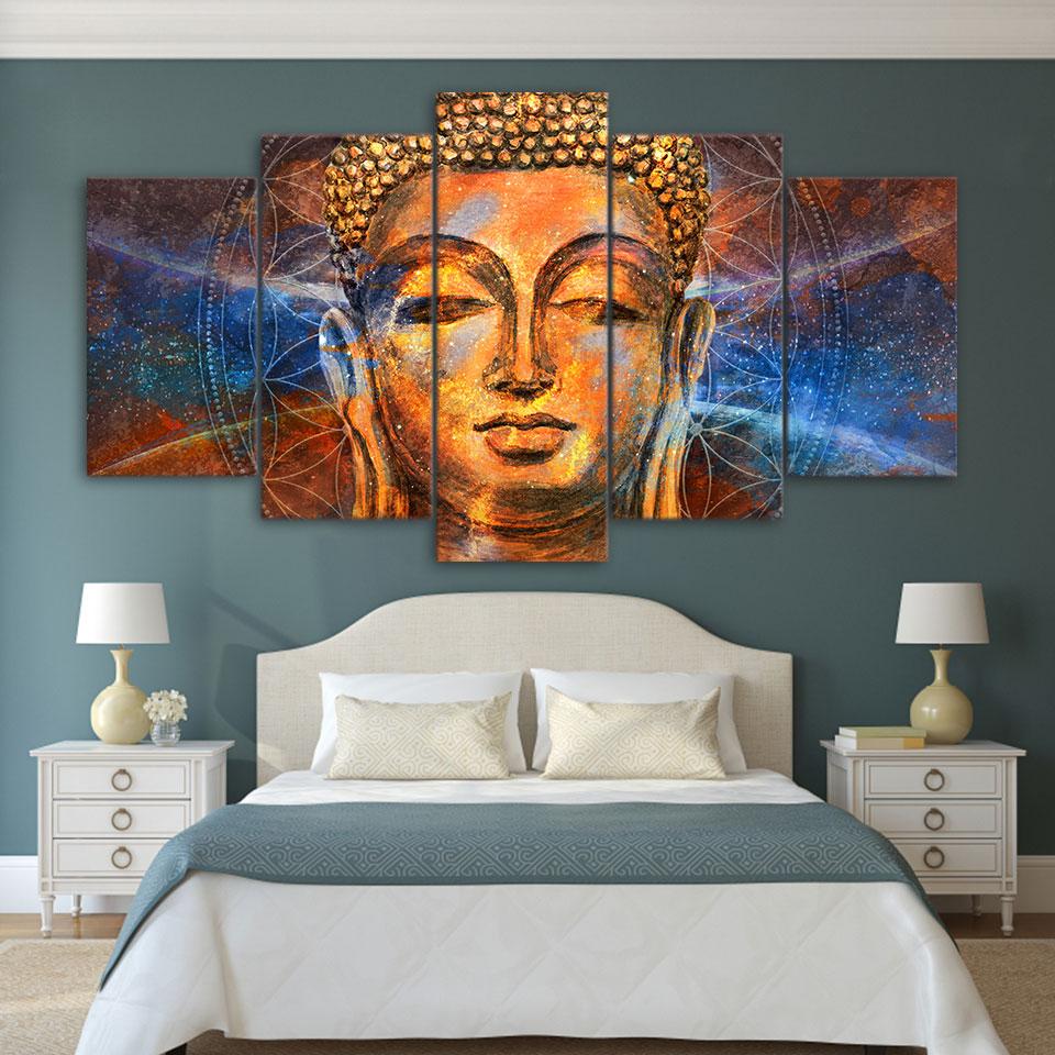 Golden Buddha Statue 01 – Religion Canvas Wall Art