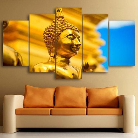 Golden Buddha Statue – Religion Canvas Wall Art