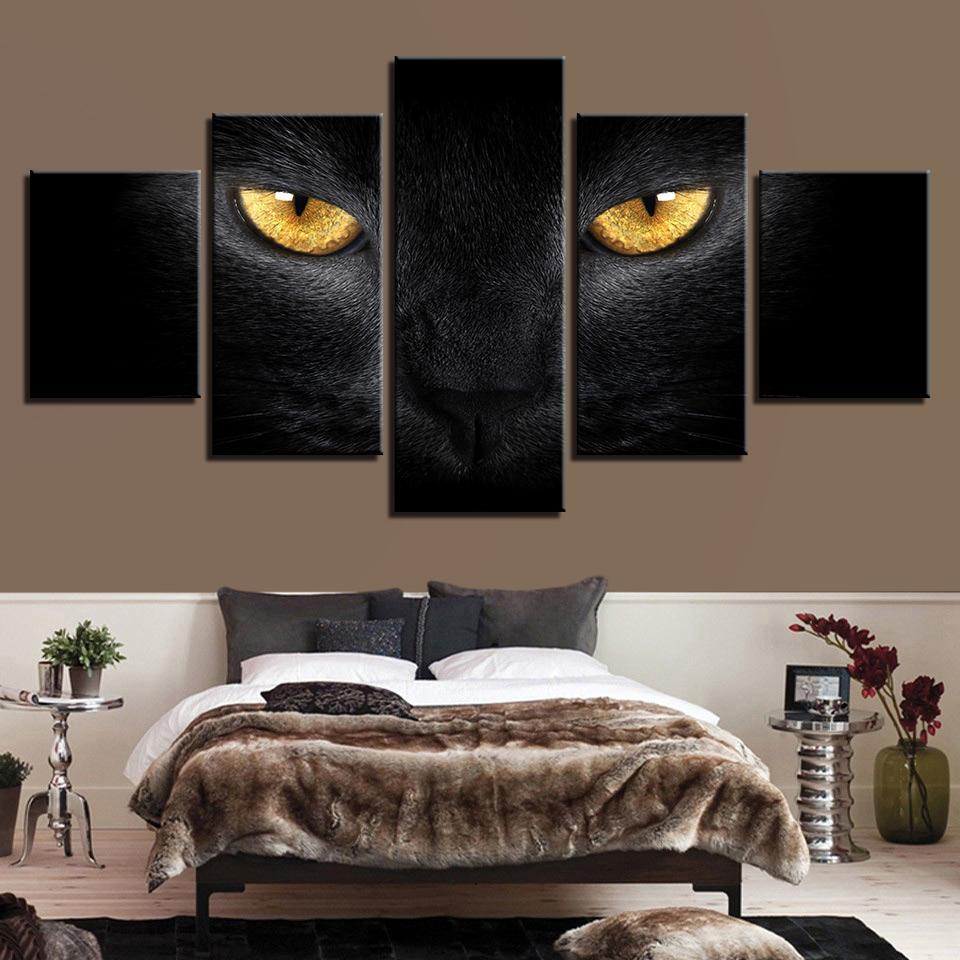 Golden Eyeblack Cat – Abstract Animal Canvas Wall Art