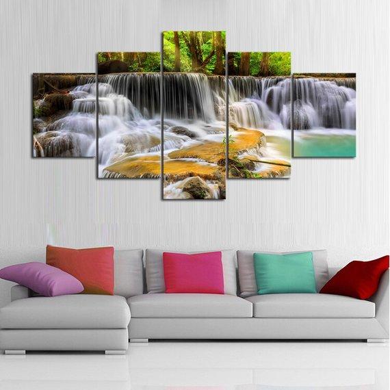 Golden Falls – Nature Canvas Wall Art