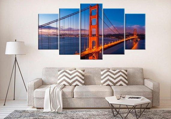 Golden Gate Bridge In San Francisco City – Nature Canvas Wall Art