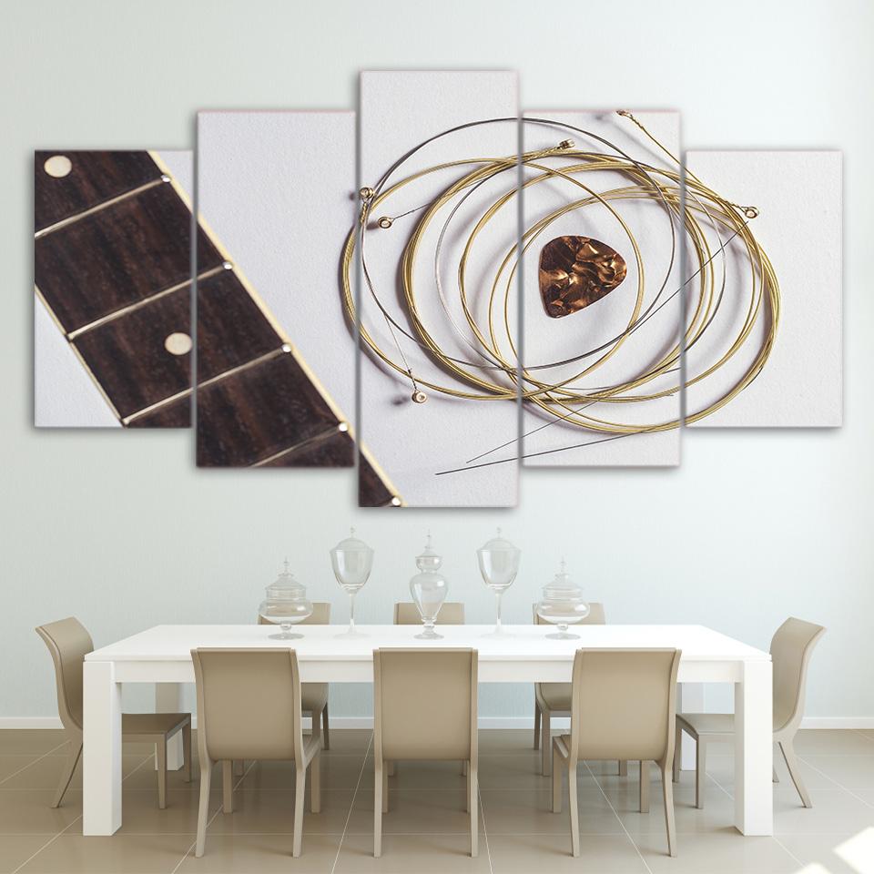 Golden Guitar String – Music Canvas Wall Art