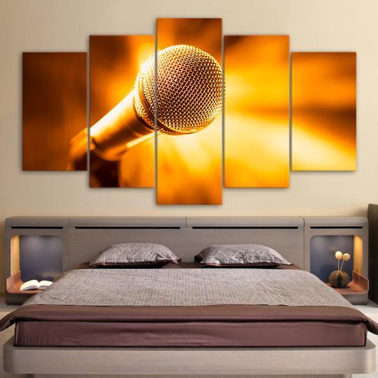 Golden Microphone – Music Canvas Wall Art