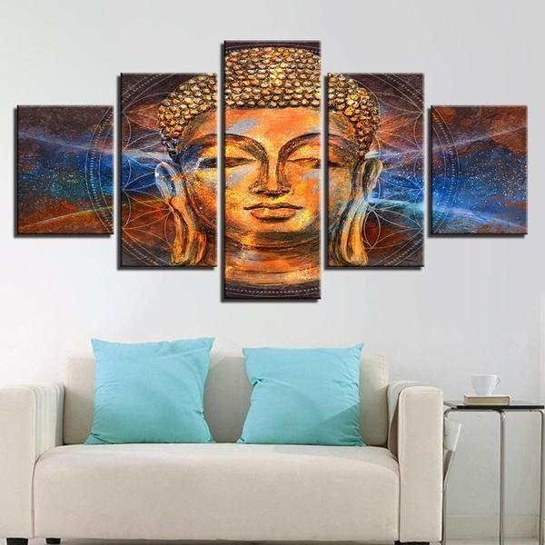 Golden Statue Of Buddha – Religion Canvas Wall Art