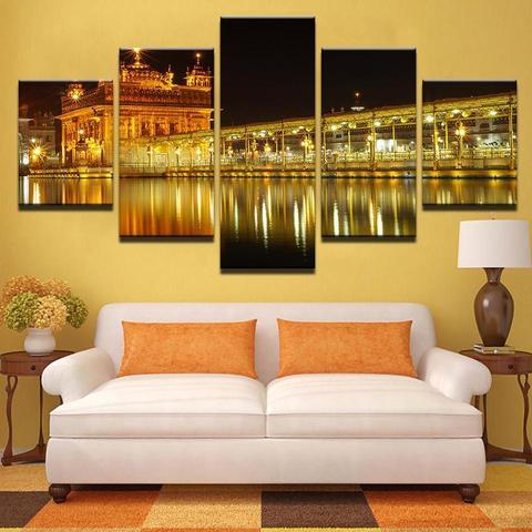 Golden Temple At Midnight – Nature Canvas Wall Art