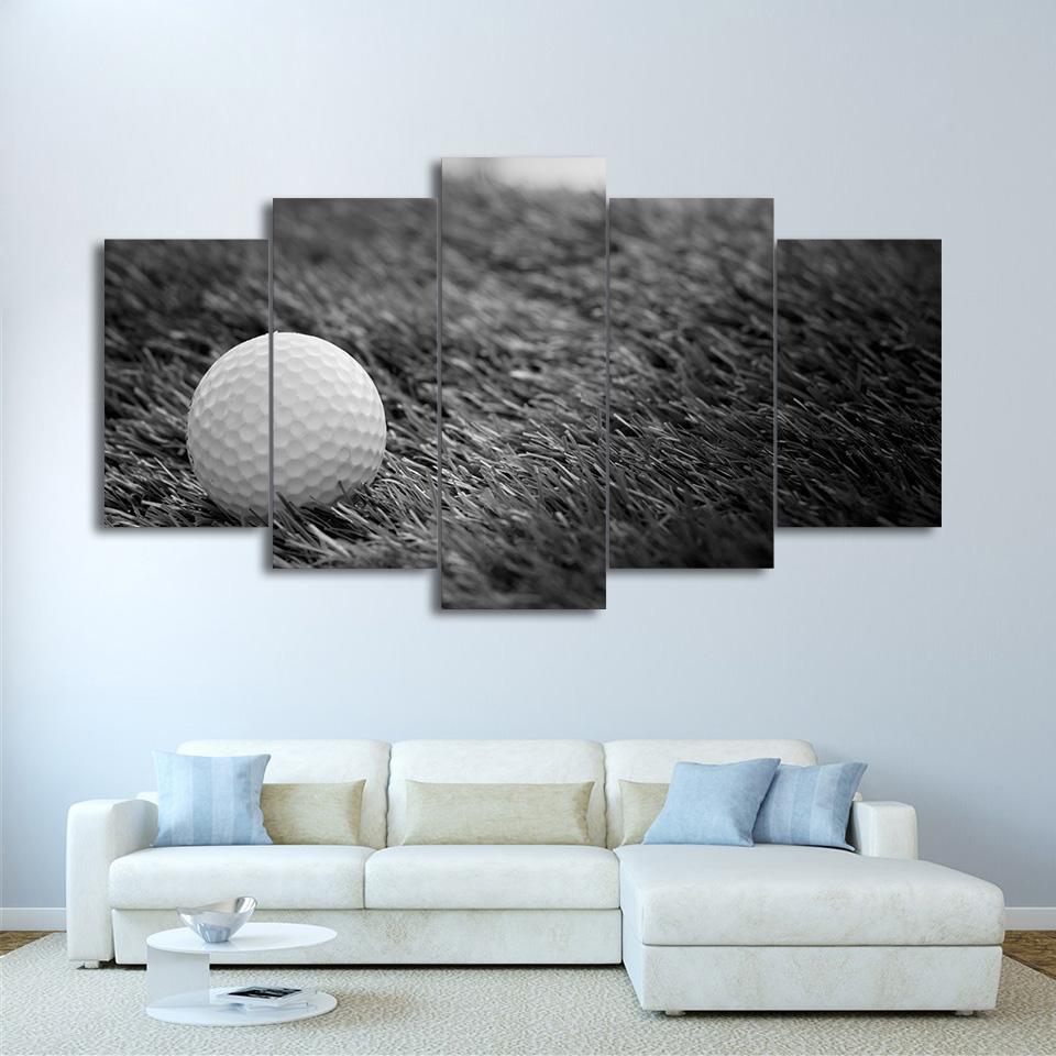 Golf Ball In Grass Black And White – Sport Canvas Wall Art