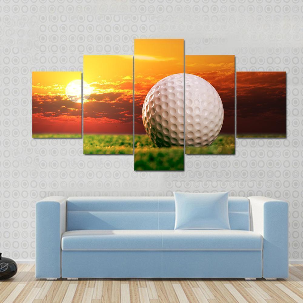 Golf Ball In Sunset – Sport Canvas Wall Art