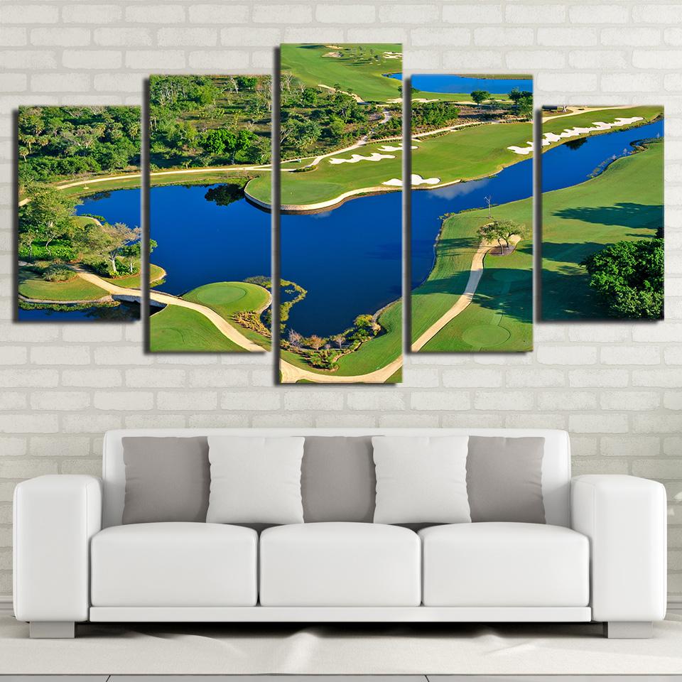 Golf Course Beautiful Pool – Nature Canvas Wall Art