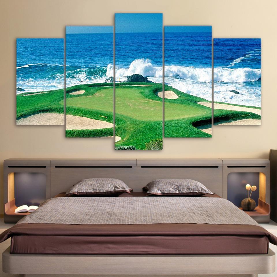Golf Course On The Coast – Landscape Canvas Wall Art