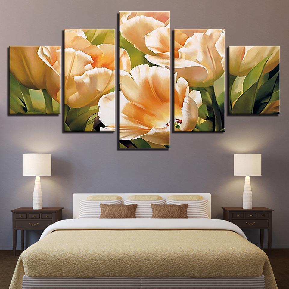 Graceful Champagne Tulips Flower Abstract – Nature Canvas Wall Art