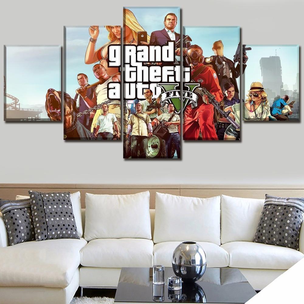 Grand Theft Auto V Character Posters 1 – Gaming Canvas Wall Art
