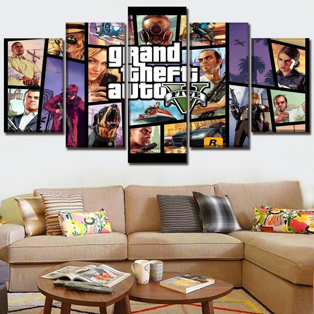 Grand Theft Auto V Character Posters 3 Gaming – Canvas Wall Art