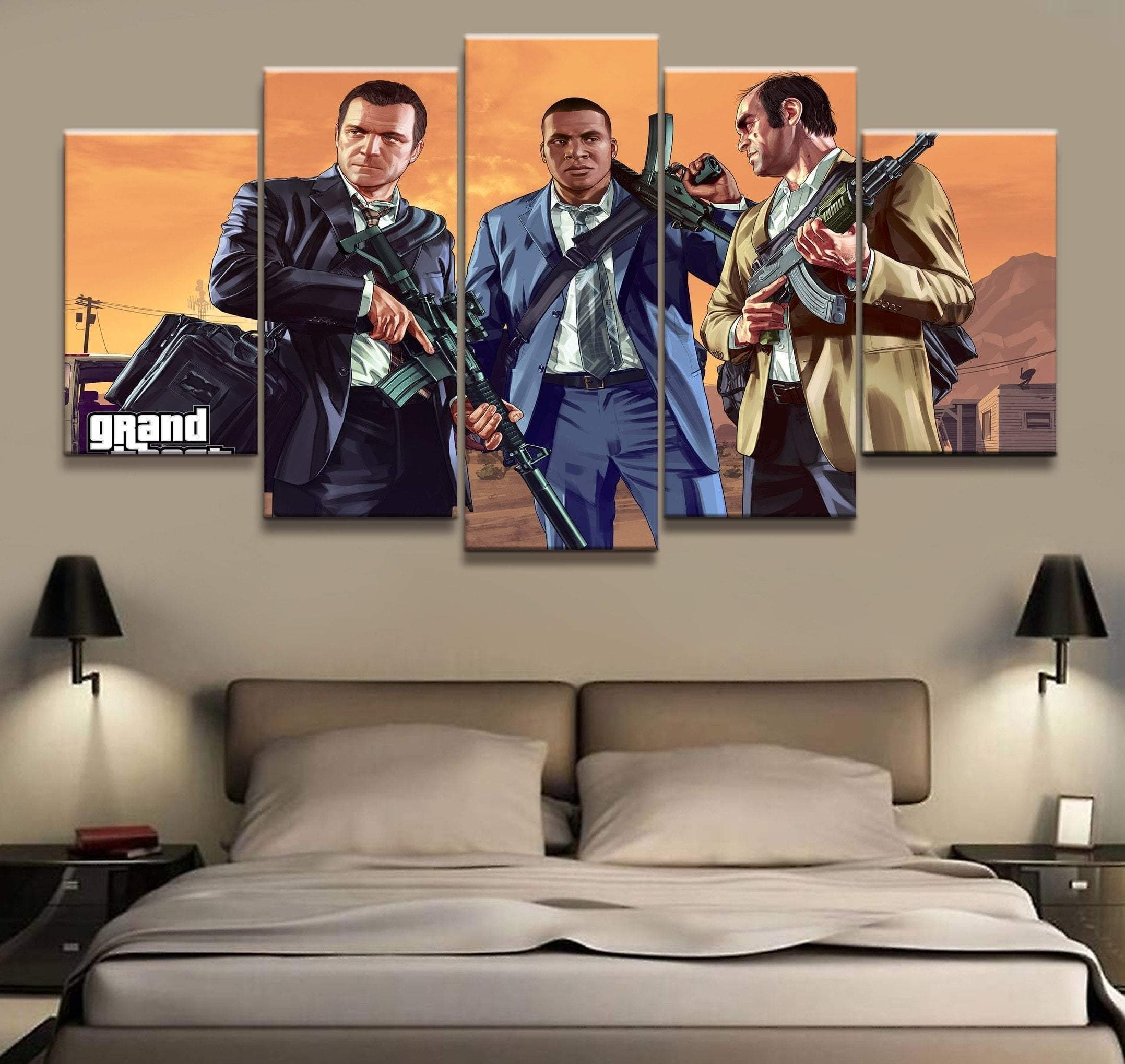 Grand Theft Auto V Character Posters 8 Gaming – Canvas Wall Art