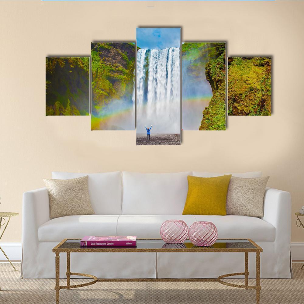 Grand Waterfall In Iceland – Nature Canvas Wall Art