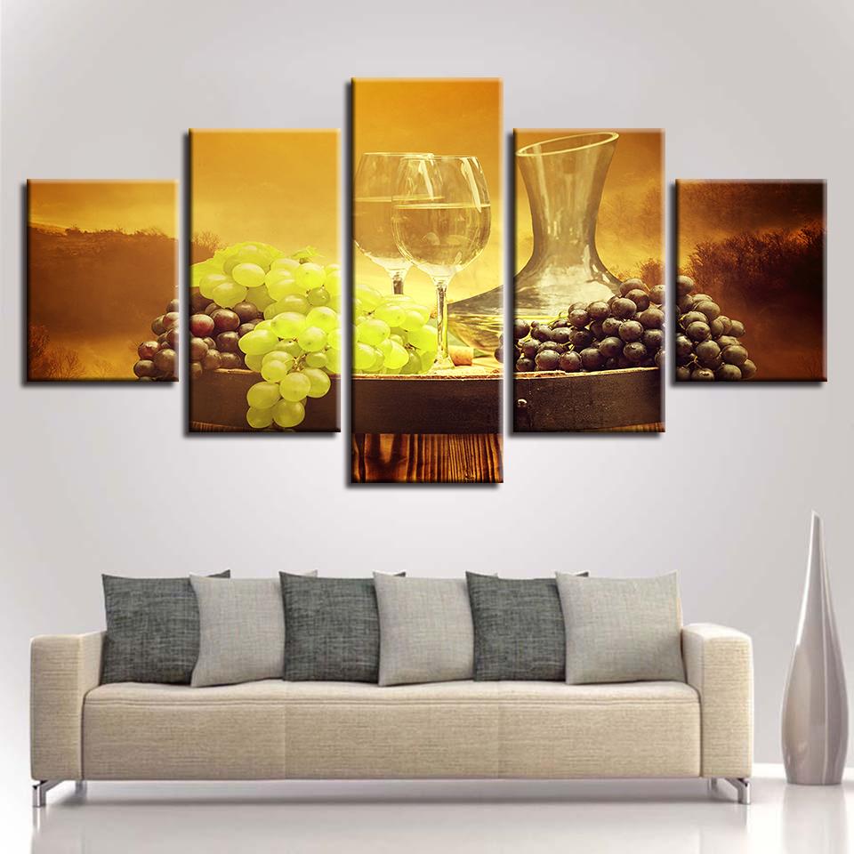 Grape Wine Glasses Harvest Season – Wine Canvas Wall Art
