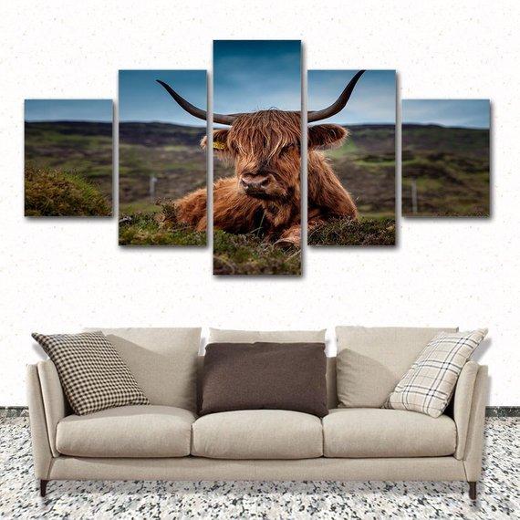 Grassland Cow Cow , Ox Home Decoration Farm – Animal Canvas Wall Art
