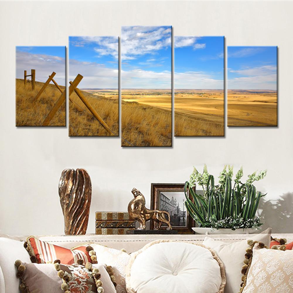 Grasslands And Blue Sky – Space Canvas Wall Art