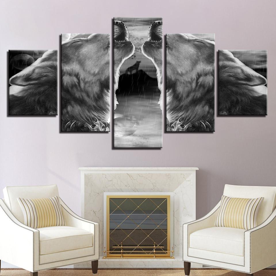 Gray Black Wolf – Abstract Animal Canvas Wall Art