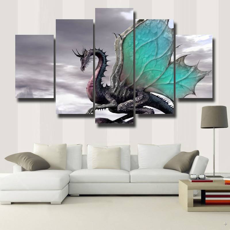 Gray Dragon – Abstract Animal Canvas Wall Art